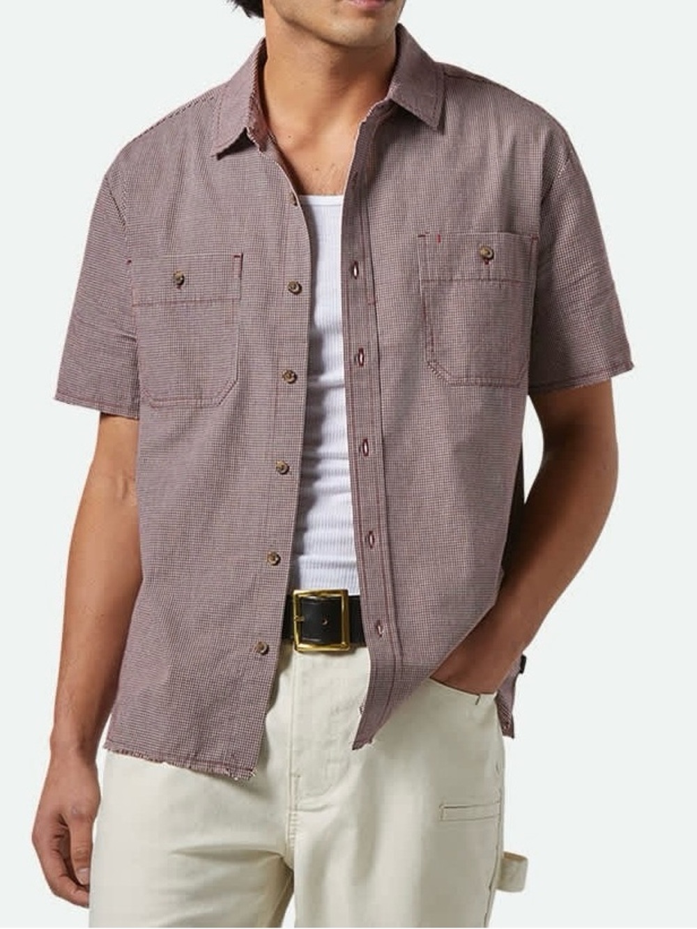 Men's Brixton Short-Sleeve Button-Up Shirt in Dusty Mauve